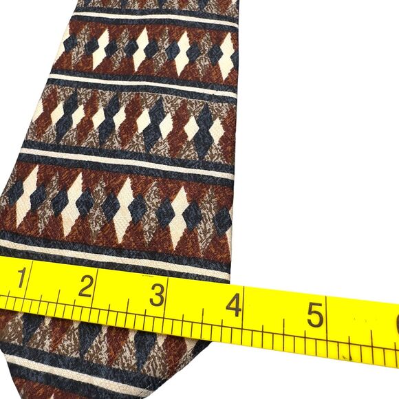 G.J. Cahn‎ Mens Vintage Silk Dress Tie Made in USA Geometric Diamond 60" 3.75" - Picture 8 of 9